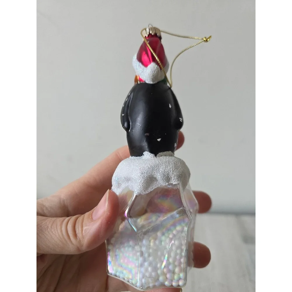 Unique glass penguin ice‎ glacier glitter ornament Xmas tree